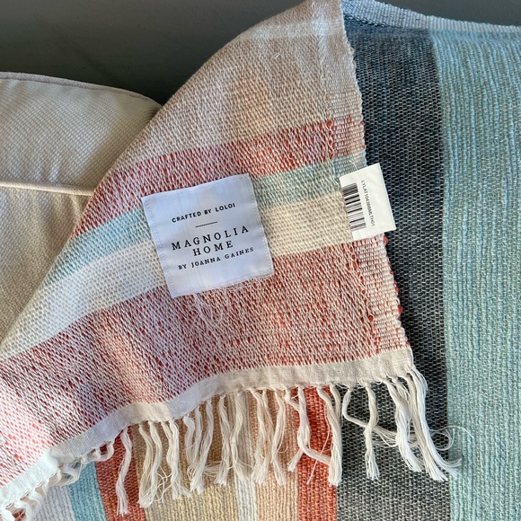 Magnolia Home x Loloi Lyla Throw Blanket Blue - Picture 2 of 7